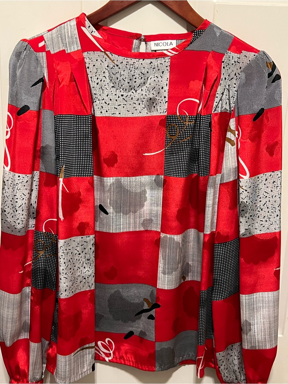 NICOLA Red Check Classy Blouse Size 6